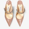 Bing 100 Ballet Pink Patent Leather Mules with Crystal Strap
