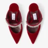 Bing 100 Ruby Red Velvet Mules with Crystal Embellishment