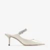 Bing 65 Linen Patent Leather Mules with Crystal Strap