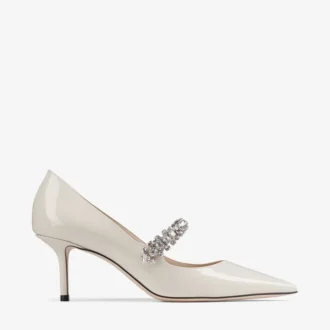 Bing Pump 65 Linen Patent Leather Pumps with Crystals