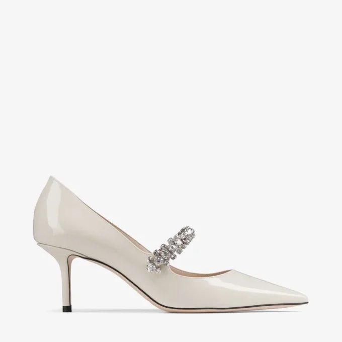 Bing Pump 65 Linen Patent Leather Pumps with Crystals