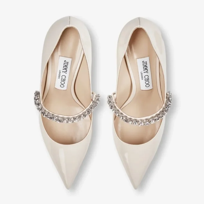 Bing Pump 65 Linen Patent Leather Pumps with Crystals