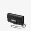 Bing Wallet Chain Black Leather Mini Shoulder Bag with Crystal Piece