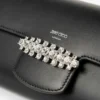 Bing Wallet Chain Black Leather Mini Shoulder Bag with Crystal Piece