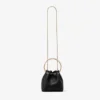 Bon Bon Biker Leather Black Bag with Pearl Closure