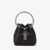 Bon Bon Black Satin Bag with Crystal Handle
