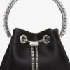Bon Bon Black Satin Bag with Crystal Handle