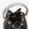 Bon Bon Black Satin Bag with Crystal Handle