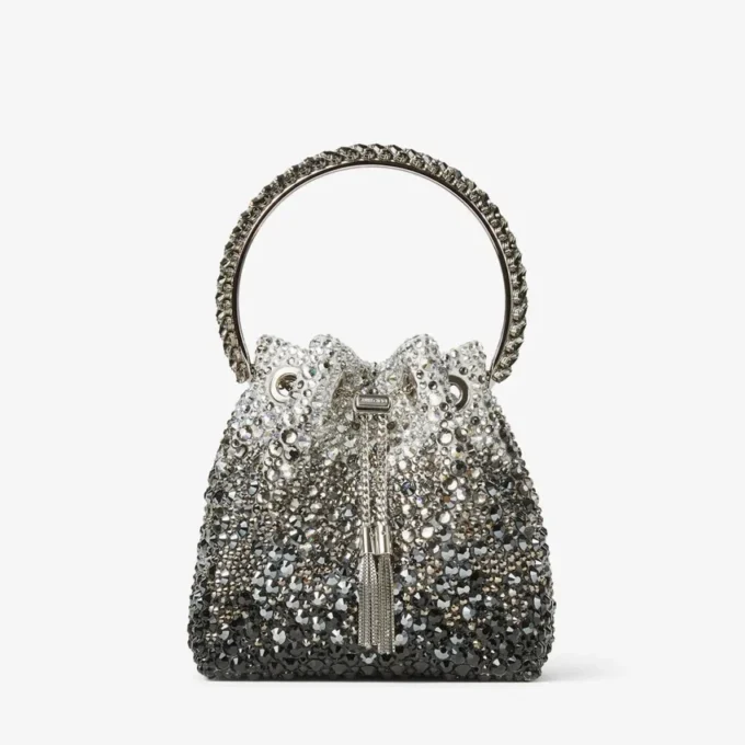 Bon Bon Black Satin Bag with Crystals