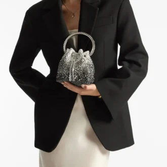 Bon Bon Black Satin Bag with Crystals