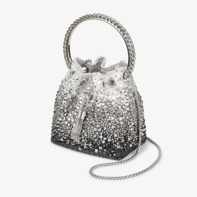 Bon Bon Black Satin Bag with Crystals