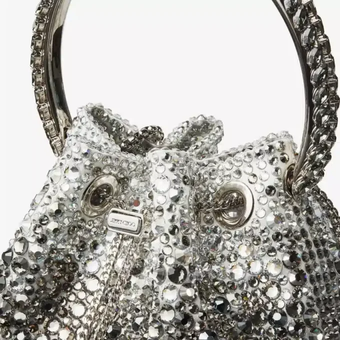 Bon Bon Black Satin Bag with Crystals