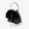 Bon Bon Black Satin Bucket Bag with Velvet Bow