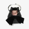Bon Bon Black Satin Bucket Bag with Velvet Bow