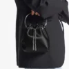 Bon Bon Black Satin Handbag with Metal Handle