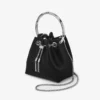 Bon Bon Black Satin Handbag with Metal Handle