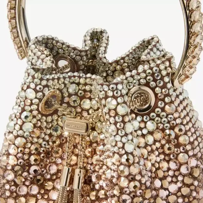 Bon Bon Bronze Satin Handbag with Degrade Crystals