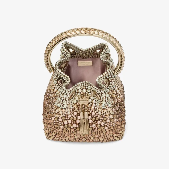 Bon Bon Bronze Satin Handbag with Degrade Crystals