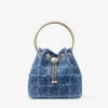 Bon Bon Crosshatch Denim Fabric Bucket Bag