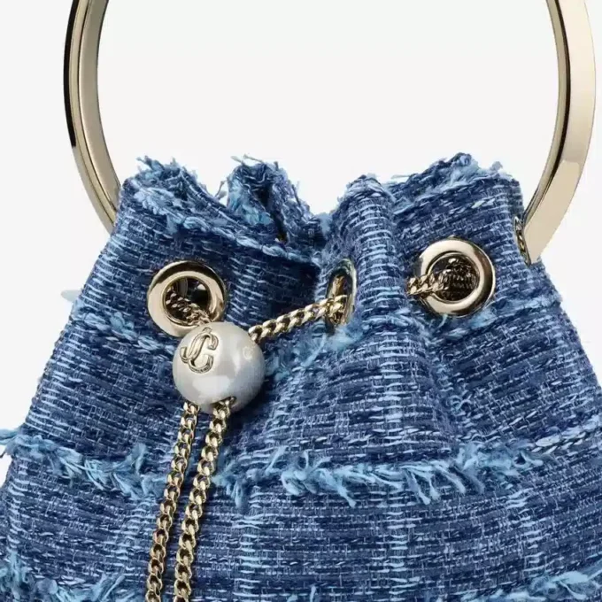 Bon Bon Crosshatch Denim Fabric Bucket Bag