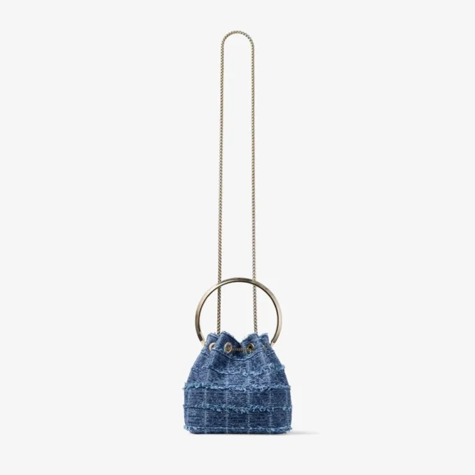 Bon Bon Crosshatch Denim Fabric Bucket Bag