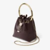 Bon Bon Deep Merlot Biker Leather Bag with Pearl Closure