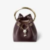 Bon Bon Deep Merlot Biker Leather Bag with Pearl Closure