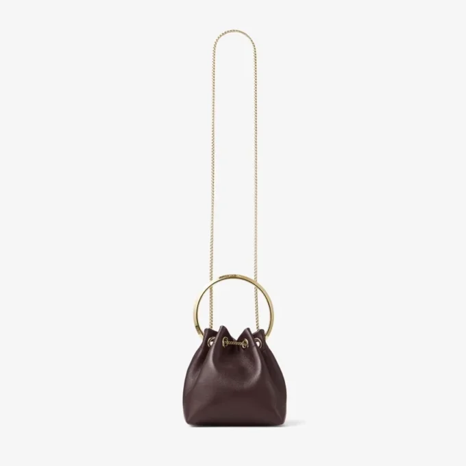 Bon Bon Deep Merlot Biker Leather Bag with Pearl Closure
