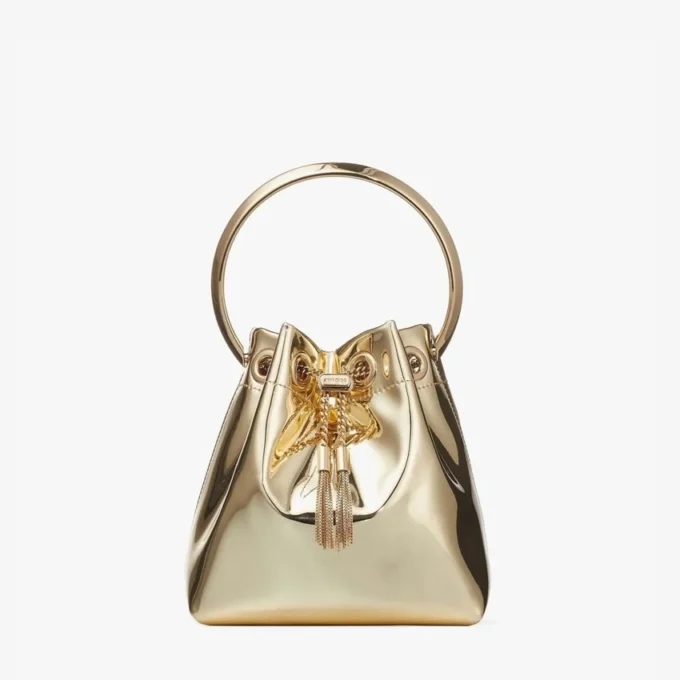 Bon Bon Gold Mirror Fabric Mini Bag with Metal Handle