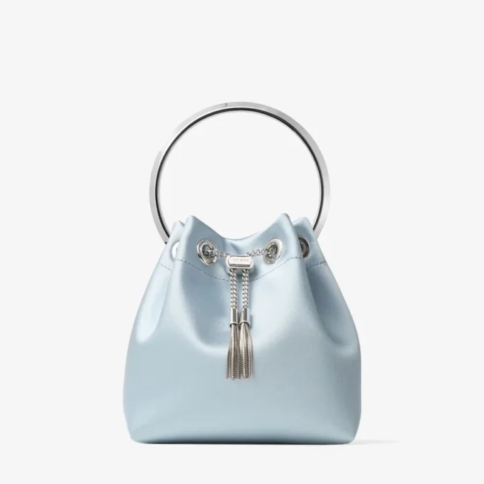Bon Bon Ice Blue Satin Bucket Bag