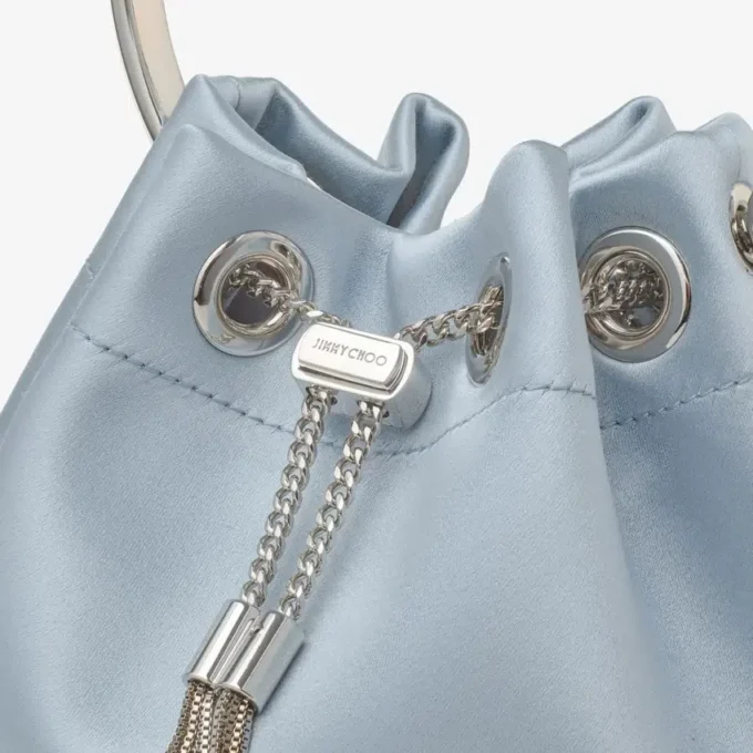 Bon Bon Ice Blue Satin Bucket Bag