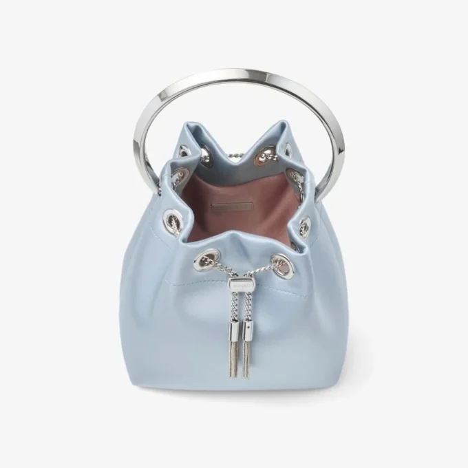 Bon Bon Ice Blue Satin Bucket Bag