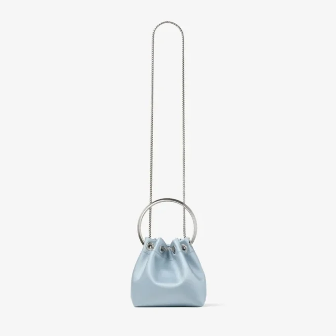 Bon Bon Ice Blue Satin Bucket Bag