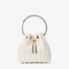 Bon Bon Ivory Satin Bag with All-Over Pearls