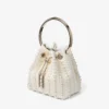 Bon Bon Ivory Satin Bag with All-Over Pearls