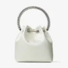 Bon Bon Ivory Satin Bag with Crystal Handle