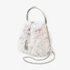 Bon Bon Ivory Satin Bucket Bag with Petal Embroidery