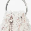 Bon Bon Ivory Satin Bucket Bag with Petal Embroidery