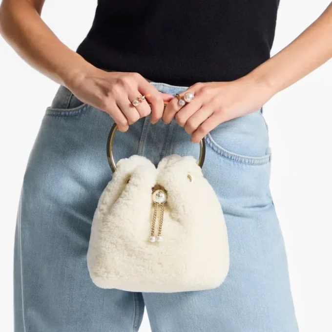 Bon Bon Natural Bucket Bag with Metal Handle
