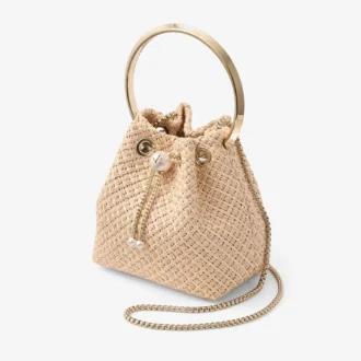 Bon Bon Natural Raffia Bag with Pearl Closure