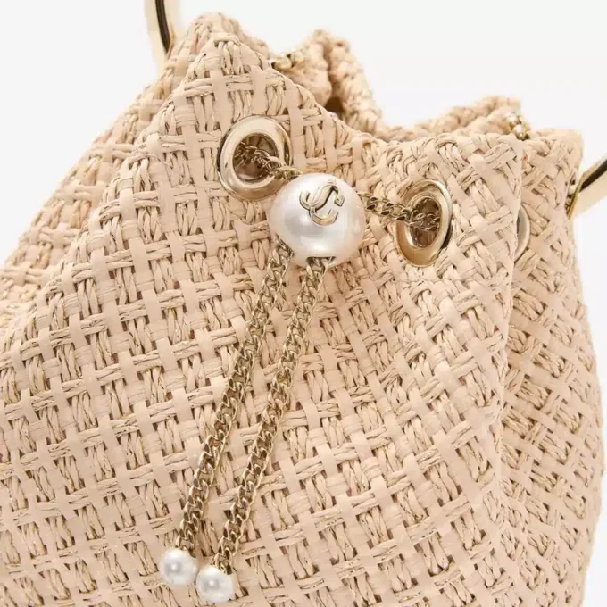 Bon Bon Natural Raffia Bag with Pearl Closure