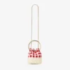 Bon Bon Ruby Red Gingham Cotton Fabric and Wicker Bucket Bag