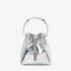 Bon Bon Silver Mirror Fabric Mini Bag with Metal Handle