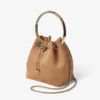 Bon Bon Toffee Suede Bag with Metal Sphere Closure