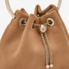 Bon Bon Toffee Suede Bag with Metal Sphere Closure