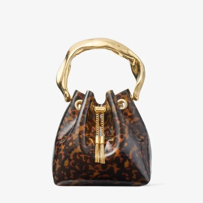 Bon Bon Transparent Tortoisehell Bucket Bag with Sculpted Handle