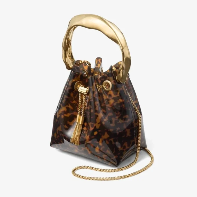 Bon Bon Transparent Tortoisehell Bucket Bag with Sculpted Handle