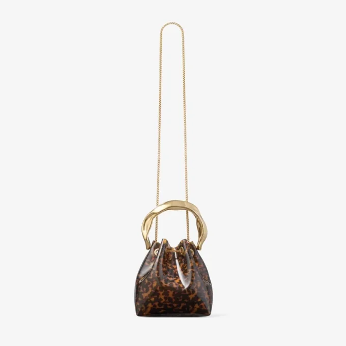 Bon Bon Transparent Tortoisehell Bucket Bag with Sculpted Handle