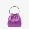 Bon Bon Violet Orchid Satin Handbag with Metal Bracelet