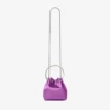 Bon Bon Violet Orchid Satin Handbag with Metal Bracelet